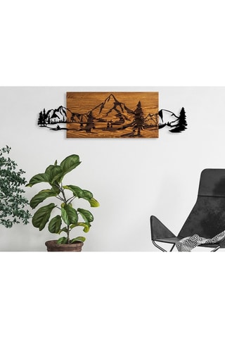 Houten Wanddecoratie Mountain Range -  Naturel en Zwart