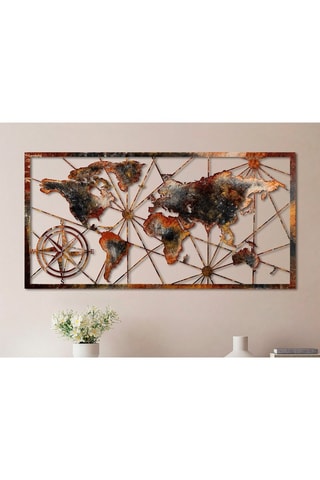 Wanddecoratie World Map Large Bruin