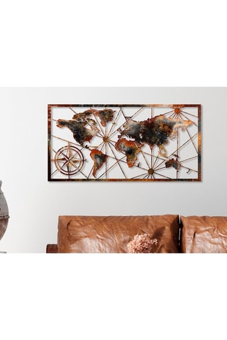 Wanddecoratie World Map Large Bruin