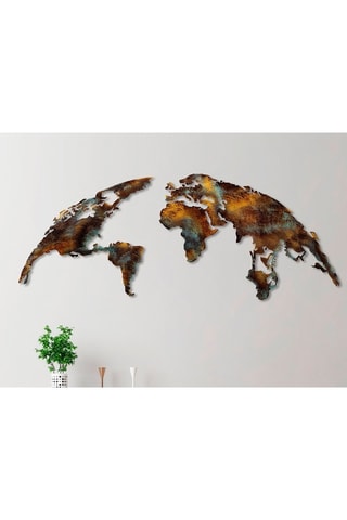 Wanddecoratie Wold Map Medium 3 - Bruin