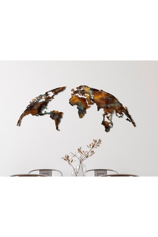 Wanddecoratie Wold Map Medium 3 - Bruin