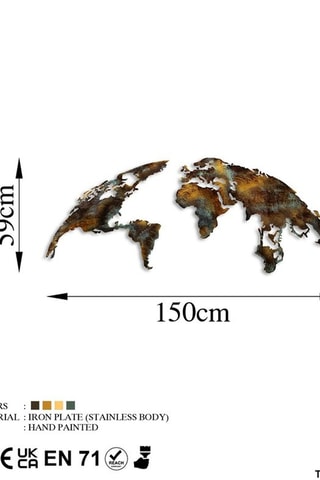 Wanddecoratie Wold Map Medium 3 - Bruin