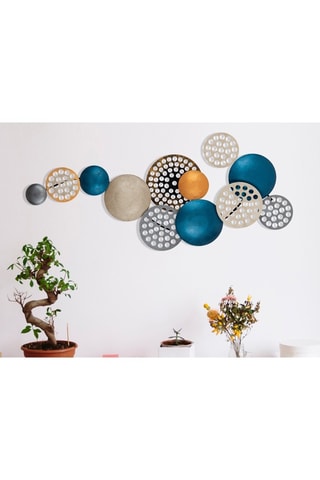Wanddecoratie 8PBCT-007
 - 90 x 42 cm - Blauw en Goudkleurig