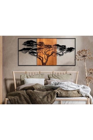 Houten Wanddecoratie Acacia Tree 328 - Naturel en Zwart