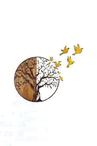 Wanddecoratie Naturel en Zwart