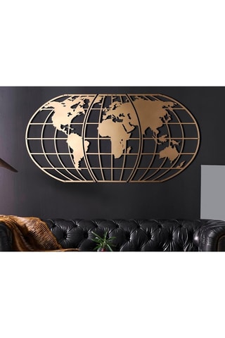Wanddecoratie World Map Globe - 60 x 120 cm - Goudkleurig