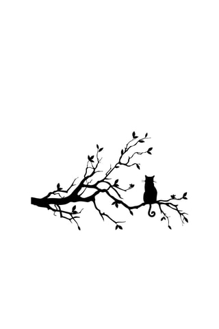 Wanddecoratie Cat 12 -  80 x 50 cm - Zwart
