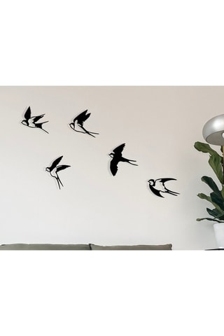 Wanddecoratie 5 oiseaux - Zwart