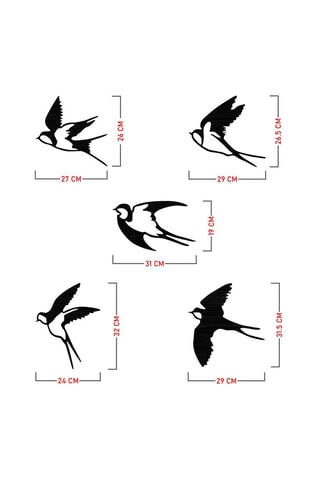 Wanddecoratie 5 oiseaux - Zwart