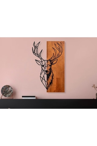 Houten Wanddecoratie Red Deer 1  - Naturel en Zwart