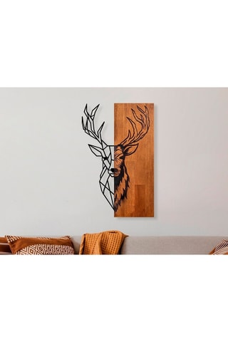 Houten Wanddecoratie Red Deer 1  - Naturel en Zwart