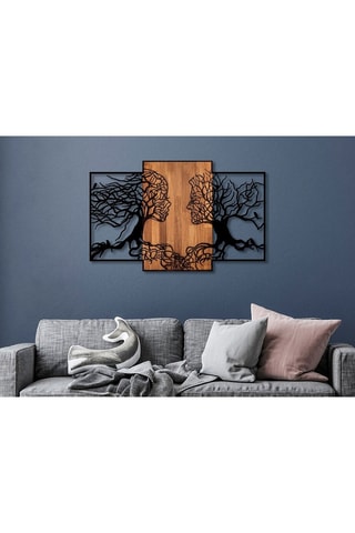 Houten Wanddecoratie 125 x 3 x 79 cm - Naturel en Zwart