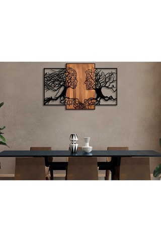 Houten Wanddecoratie 125 x 3 x 79 cm - Naturel en Zwart