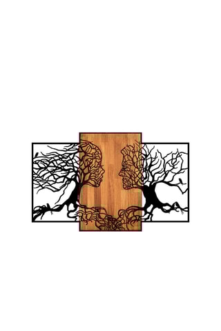 Houten Wanddecoratie 125 x 3 x 79 cm - Naturel en Zwart