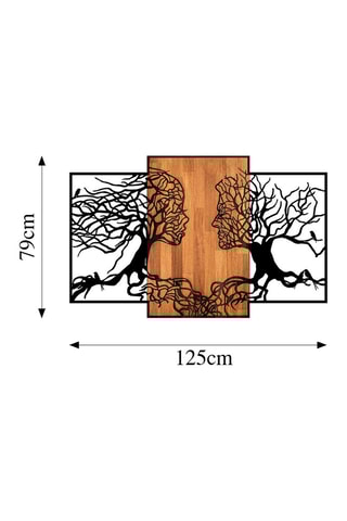 Houten Wanddecoratie 125 x 3 x 79 cm - Naturel en Zwart