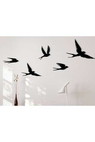 Wanddecoratie 5 oiseaux - Zwart