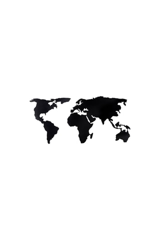 Wanddecoratie World Map Silhouette XL - 85 x 170 cm - Zwart