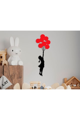 Wanddecoratie Banksy  100 x 34 cm - Zwart en Rood