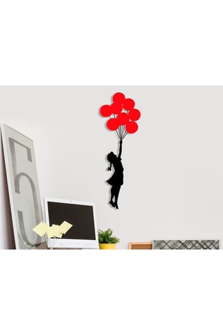 Wanddecoratie Banksy  100 x 34 cm - Zwart en Rood