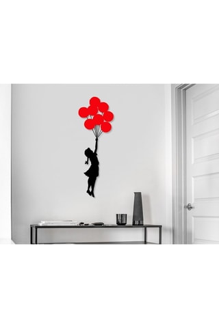 Wanddecoratie Banksy  100 x 34 cm - Zwart en Rood