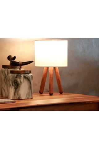 Houten Ledtafellamp Ayd - Bruin en Ecru