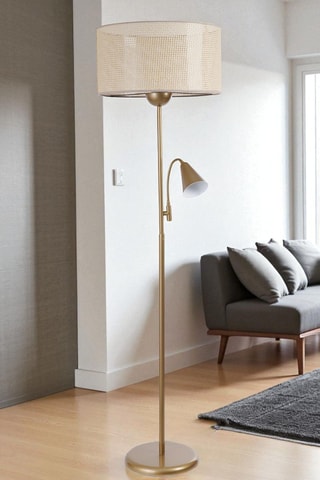 Staanlamp - Beige en Goudkleurig - 2 x 40 W