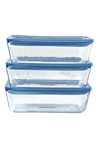 3 caixas de conservação em vidro com tampas Zero Plastic - 19 x 14 cm - 80 cl