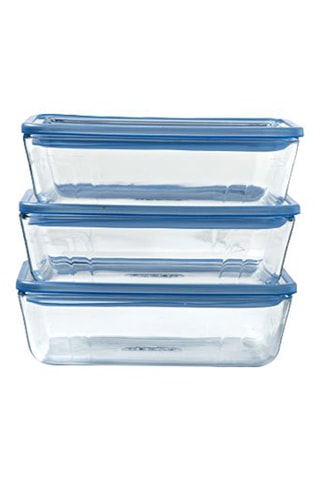 3 caixas de conservação em vidro com tampas Zero Plastic - 22 x 17 cm - 1,5 l