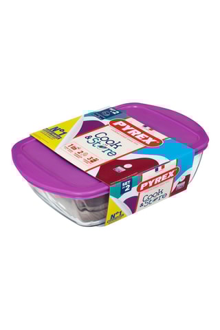 2 caixas de conservação em vidro com tampas Cook & Store Mix&Match - 23 x 15 e 28 x 20 cm - 1,2 e 2,5 l