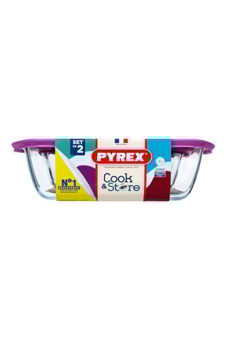 2 caixas de conservação em vidro com tampas Cook & Store Mix&Match - 23 x 15 e 28 x 20 cm - 1,2 e 2,5 l