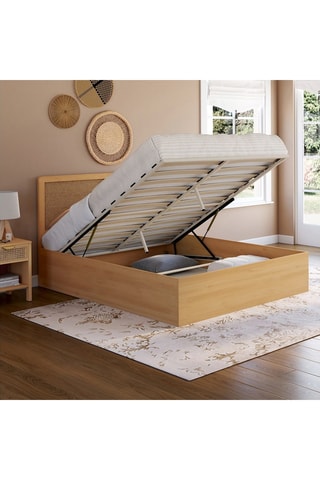 Cama com arrumação e sommier Eve - Imitação de madeira