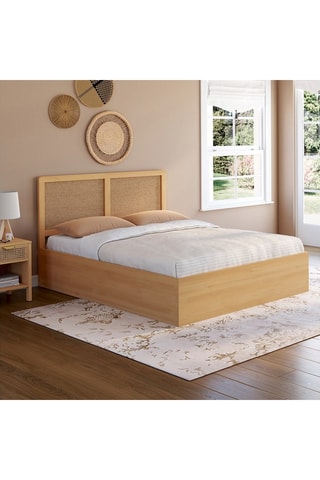 Cama com arrumação e sommier Eve - Imitação de madeira