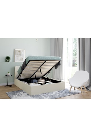 Cama com arrumação e sommier Louise - Branco creme