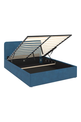 Cama com arrumação e sommier Louise - Azul-pato