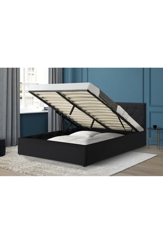 Cama com arrumação e sommier Hannah - Preto