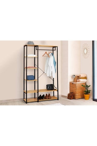Closet duplo Manufacture - Preto e imitação de madeira