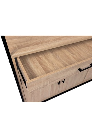 Móvel industrial 6 portas Memphis - Imitação em madeira e preto