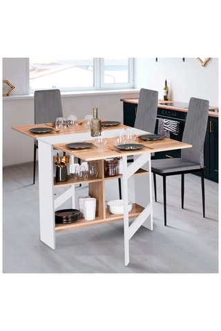 Mesa consola dobrável Edi - Imitação madeira e branco