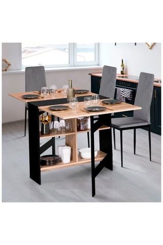 Mesa consola dobrável Edi - Imitação de madeira e preto
