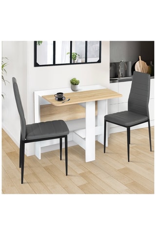 Mesa consola dobrável Edi - Imitação madeira e branco