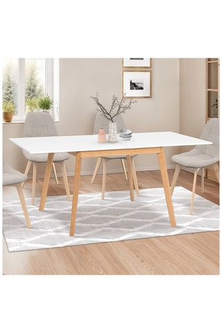 Mesa de jantar extensível - Natural e branco