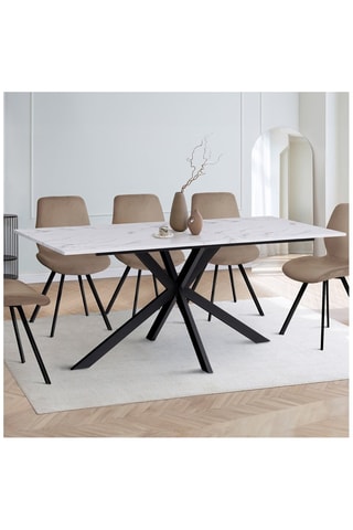 Mesa de refeição Glam - Imitação de mármore e preto