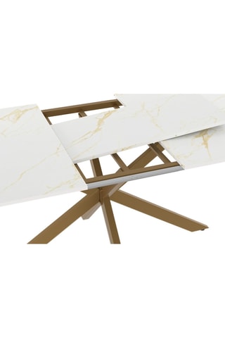 Mesa de refeição extensível Glam - Imitação de mármore e dourado