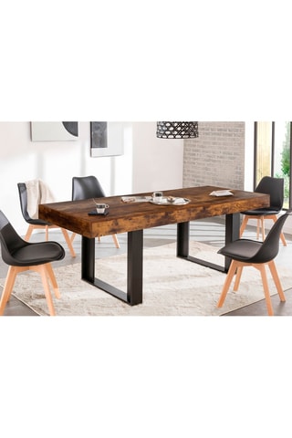 Mesa extensível Brixton - Imitação de madeira envelhecida e preto