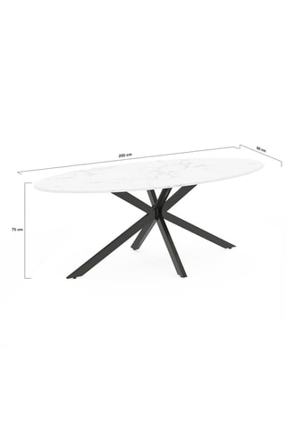 Mesa de jantar Céleste - Imitação de mármore e preto