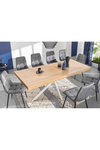 Mesa extensível Memphis - Imitação de madeira e branco
