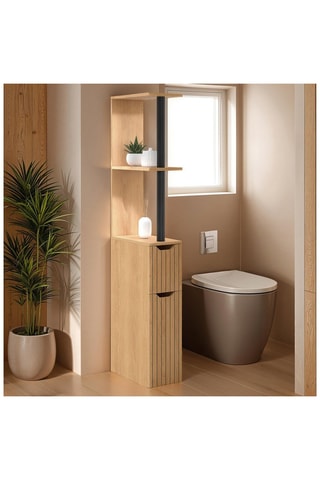 Coluna casa de banho com 2 portas Faustine - Imitação de madeira