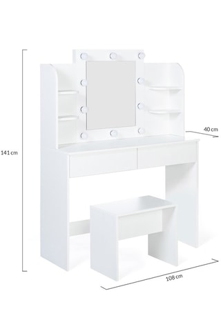 Toucador 2 gavetas e banco Zita - 108 x 41 x 40 cm / 48 x 40,5 x 29,5 cm