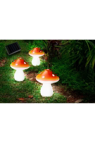Grinalda solar cogumelos 3 LED - Branco quente