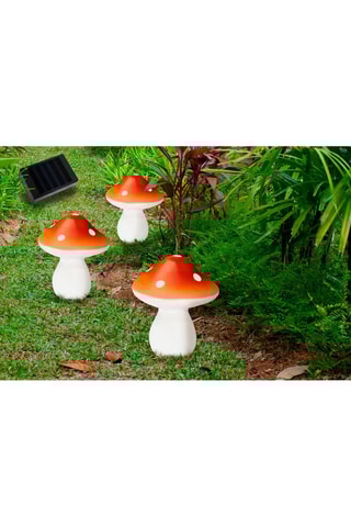 Grinalda solar cogumelos 3 LED - Branco quente